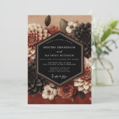 Bourgondische Dahlia Bloem Bruiloft Kaart (Staand voorkant)