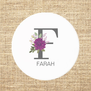 Bourgondische Dahlia Bloemalfabet Letter Monogram  Zandsteen Onderzetter