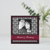 Bourgondische Damast Huwelijks Betrokkenheid Aanko Aankondiging (Staand voorkant)