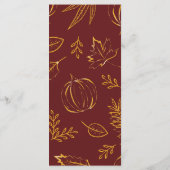 Bourgondische dankbare pompoenen & bladeren Thanks Menu (Achterkant)