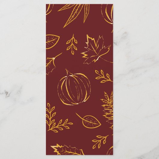 Bourgondische dankbare pompoenen & bladeren Thanks Menu (Achterkant)