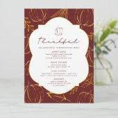 Bourgondische dankbare pompoenen & bladeren Thanks Menu (Staand voorkant)