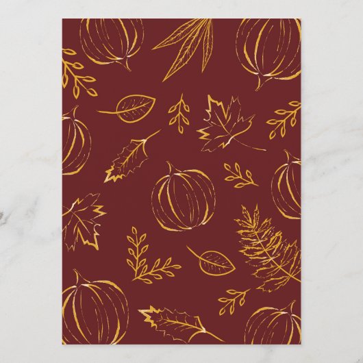 Bourgondische dankbare pompoenen & bladeren Thanks Menu (Achterkant)