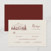 Bourgondische dennenwinter bruiloft RSVP kaart (Voorkant / Achterkant)