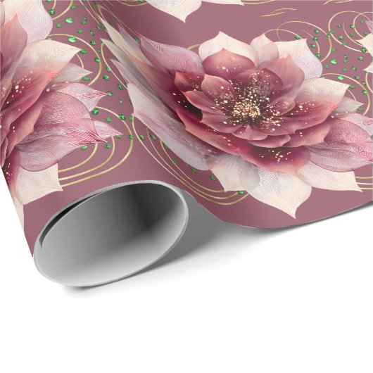 Bourgondische droom bloem cadeaupapier (Rol Hoek)
