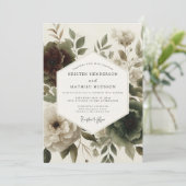 Bourgondische droom botanische bruiloft kaart (Staand voorkant)
