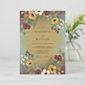 Bourgondische Elegante Bosbruiloft Kaart (Staand voorkant)