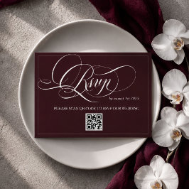 Bourgondische Elegante Calligrafie Bruiloft RSVP Kaartje
