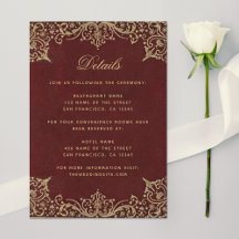 Bourgondische Elegante Details Vintage Gouden Trou