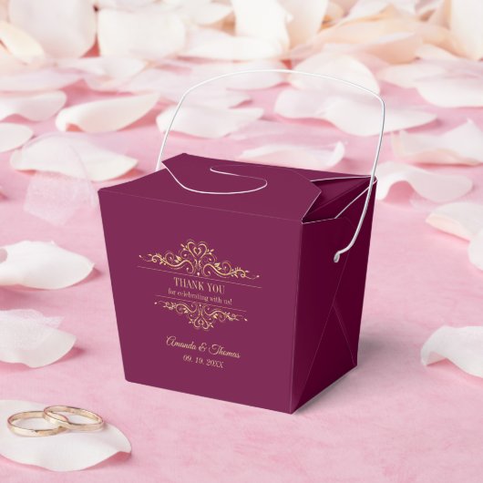 Bourgondische elegante gouden lijst bruiloft bedankdoosjes (Huwelijk)