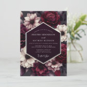 Bourgondische Elegante Herfstbruiloft Kaart (Staand voorkant)