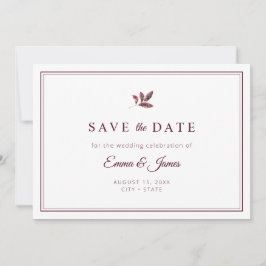 Bourgondische Elegante Minimalistische Trouwdag Save The Date