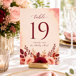Bourgondische Elegantie Blush Bloemige Trouw Kaart