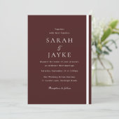 Bourgondische elegantie Moderne bruiloft Kaart (Staand voorkant)