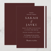 Bourgondische elegantie Moderne bruiloft Kaart (Voorkant / Achterkant)