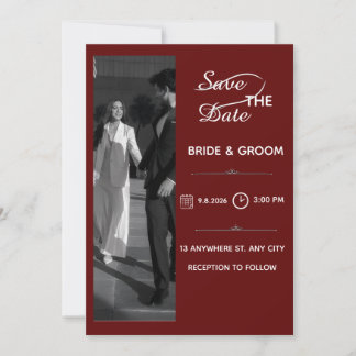 Bourgondische Elegantie Moderne Foto Bewaar de Dat Save The Date