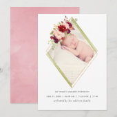 Bourgondische en Blush Geometrische Geboorte Aanko Aankondiging (Voorkant / Achterkant)