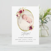 Bourgondische en Blush Geometrische Geboorte Aanko Aankondiging (Staand voorkant)