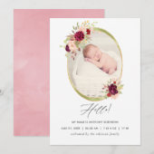 Bourgondische en Blush Geometrische Geboorte Aanko Aankondiging (Voorkant / Achterkant)