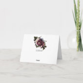 Bourgondische en Blush Roze Bloemen op Zwarte Acht Bedankkaart (Achterkant)