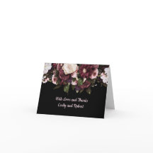 Bourgondische en Blush Roze Bloemen op Zwarte Acht