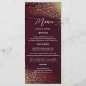 Bourgondische En Gouden Glitter Bruiloft Menu (Voorkant)