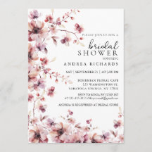 Bourgondische en roze aquarel bloem bruidsdouche