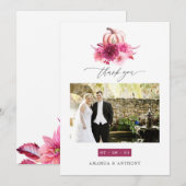 Bourgondische en roze herfst herfst bruiloft foto bedankkaart (Voorkant / Achterkant)