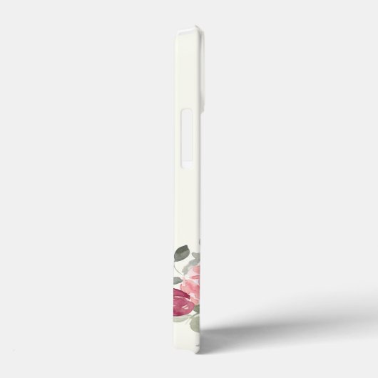 Bourgondische en roze rozen op geel monogram Case-Mate iPhone case (Achterkant / Rechts)