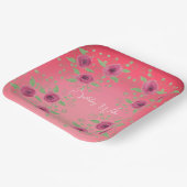 Bourgondische en roze rozen papieren bordje (Gebogen)