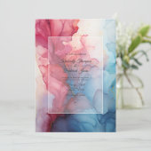 Bourgondische en stoffige blauwe inkt bruiloft kaart (Staand voorkant)