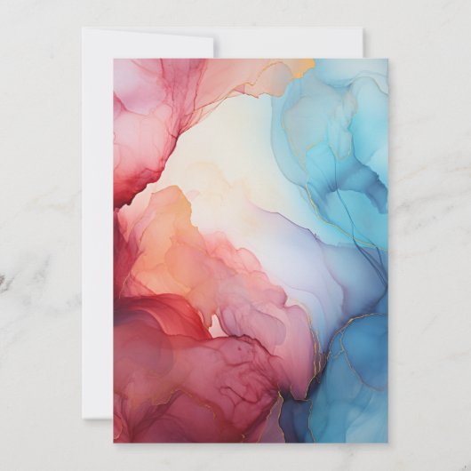 Bourgondische en stoffige blauwe inkt bruiloft kaart (Achterkant)