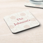 Bourgondische en witte bloemen bier onderzetter (Linkerzijde)