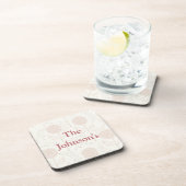 Bourgondische en witte bloemen bier onderzetter (Rechterzijde)