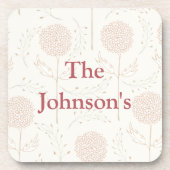 Bourgondische en witte bloemen bier onderzetter (Voorkant)