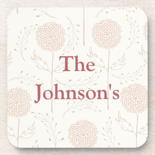 Bourgondische en witte bloemen bier onderzetter (Voorkant)