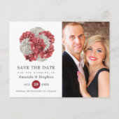 Bourgondische en witte bloemenbruiloft Save the Da Briefkaart (Voorkant)