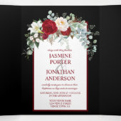 Bourgondische en Witte Rozen, tegen een Zwarte Ach Drieluik Uitnodiging (Binnenkant midden)