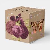 Bourgondische Engelse Rozen Chic Quinceañera Masqu Bedankdoosjes (Achterkant)