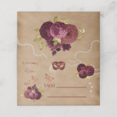 Bourgondische Engelse Rozen, Rode Partijmasker Qui Plaatskaartje (Buitenkant ongevouwen)