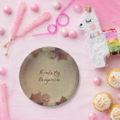 Bourgondische esdoorn bladeren en rustieke Burlap  Papieren Bordje (Feest)