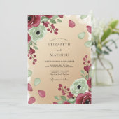 Bourgondische Ethische Botanische Bruiloft Kaart (Staand voorkant)