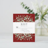 Bourgondische Eucalyptus Bruiloft RSVP Kaartje (Staand voorkant)