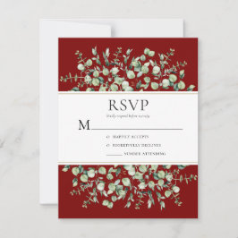 Bourgondische Eucalyptus Bruiloft RSVP Kaartje