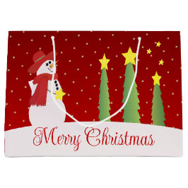 Bourgondische feestelijke sneeuwman groot cadeauzakje