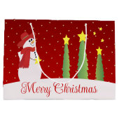 Bourgondische feestelijke sneeuwman groot cadeauzakje (Achterkant)