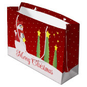 Bourgondische feestelijke sneeuwman groot cadeauzakje (Achterkant Gekanteld)