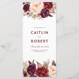 Bourgondische Floral bruiloft programma's