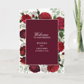 Bourgondische Floral Wedding Order of Service Programma (Voorkant)