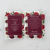 Bourgondische Floral Wedding Order of Service Programma (Binnen)